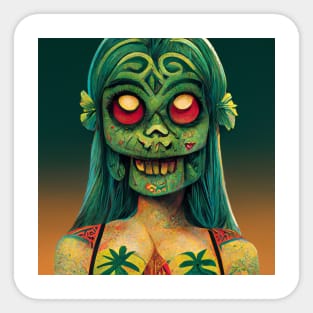 Zombie Tiki Girl Sticker